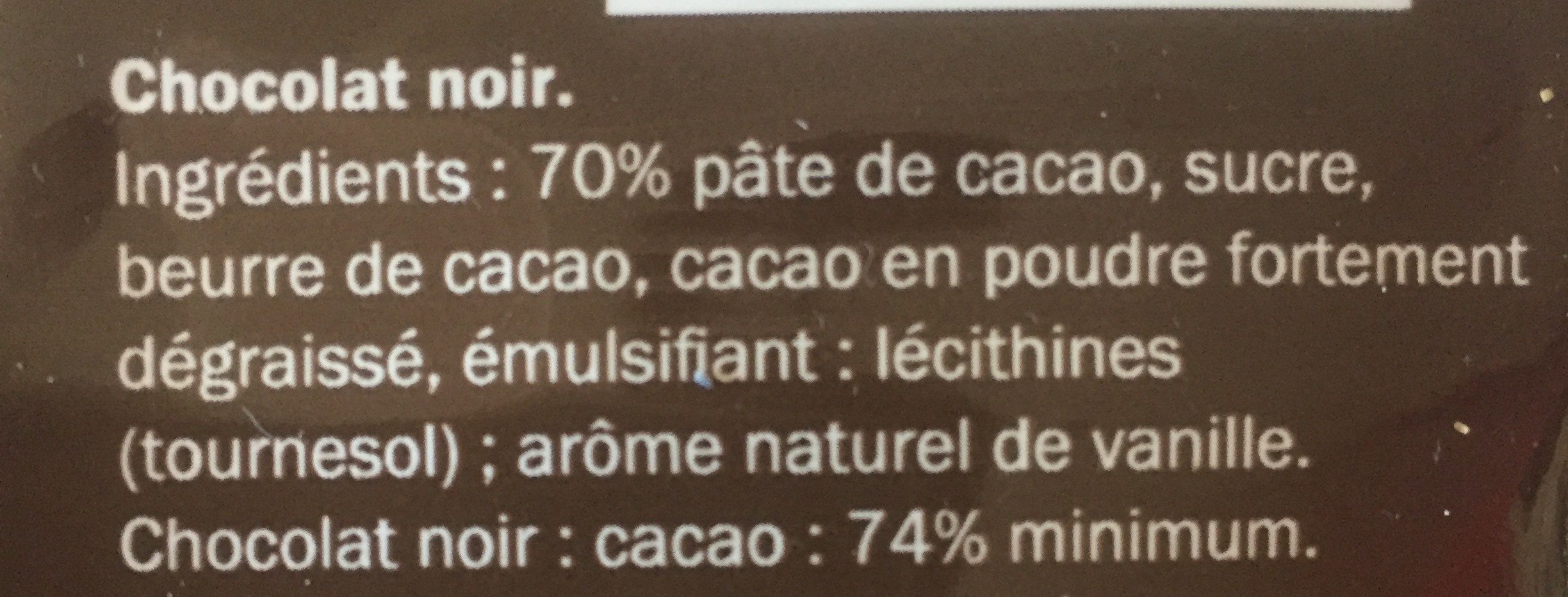 Chocolat noir Intense 74% cacao - Ainesosat - fr