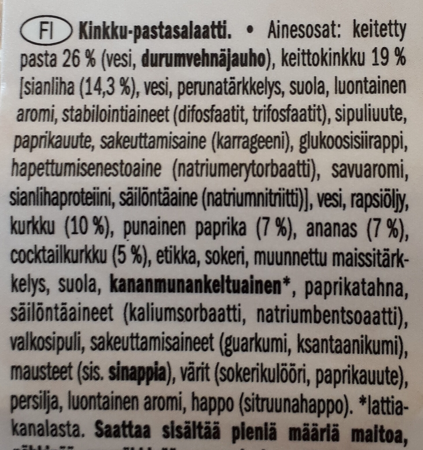 Kinkku-salaattiateria - Ainesosat - fi