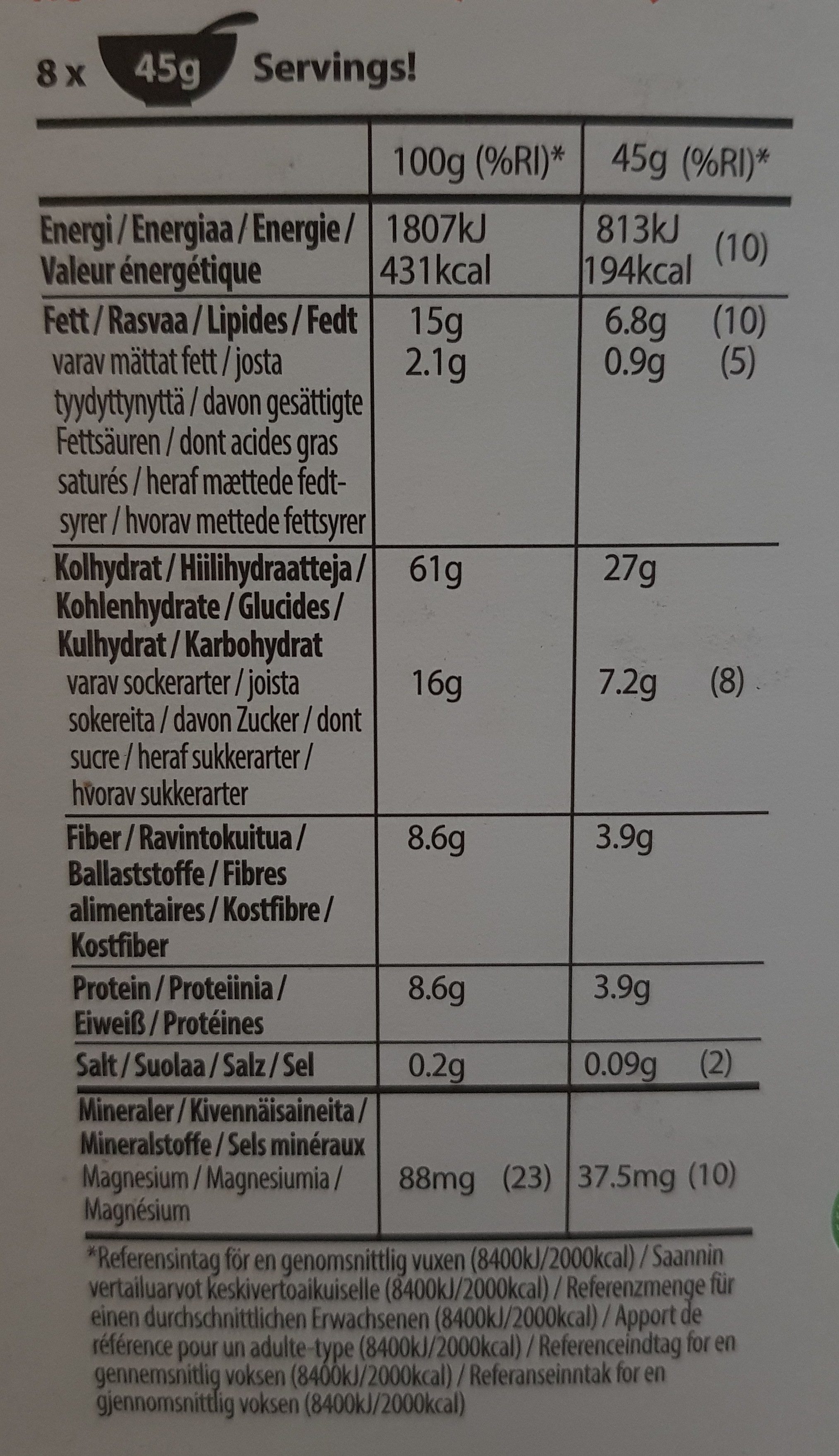 No added sugar Crunchy Müsli, Apricot&Pumpkin seeds - Ravintosisältö - de