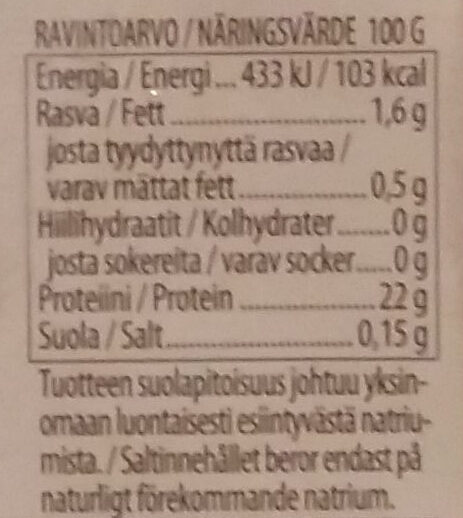 Kananpojan maustamaton fileesuikale - Ravintosisältö - fi