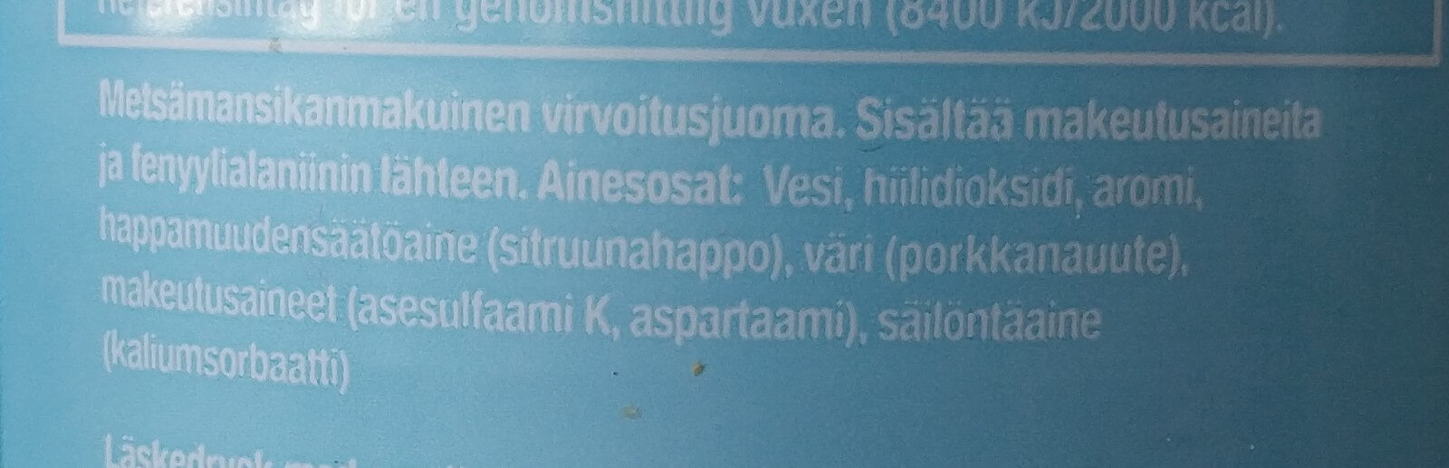 Muumi Metsämansikka Sokeriton - Ainesosat - fi