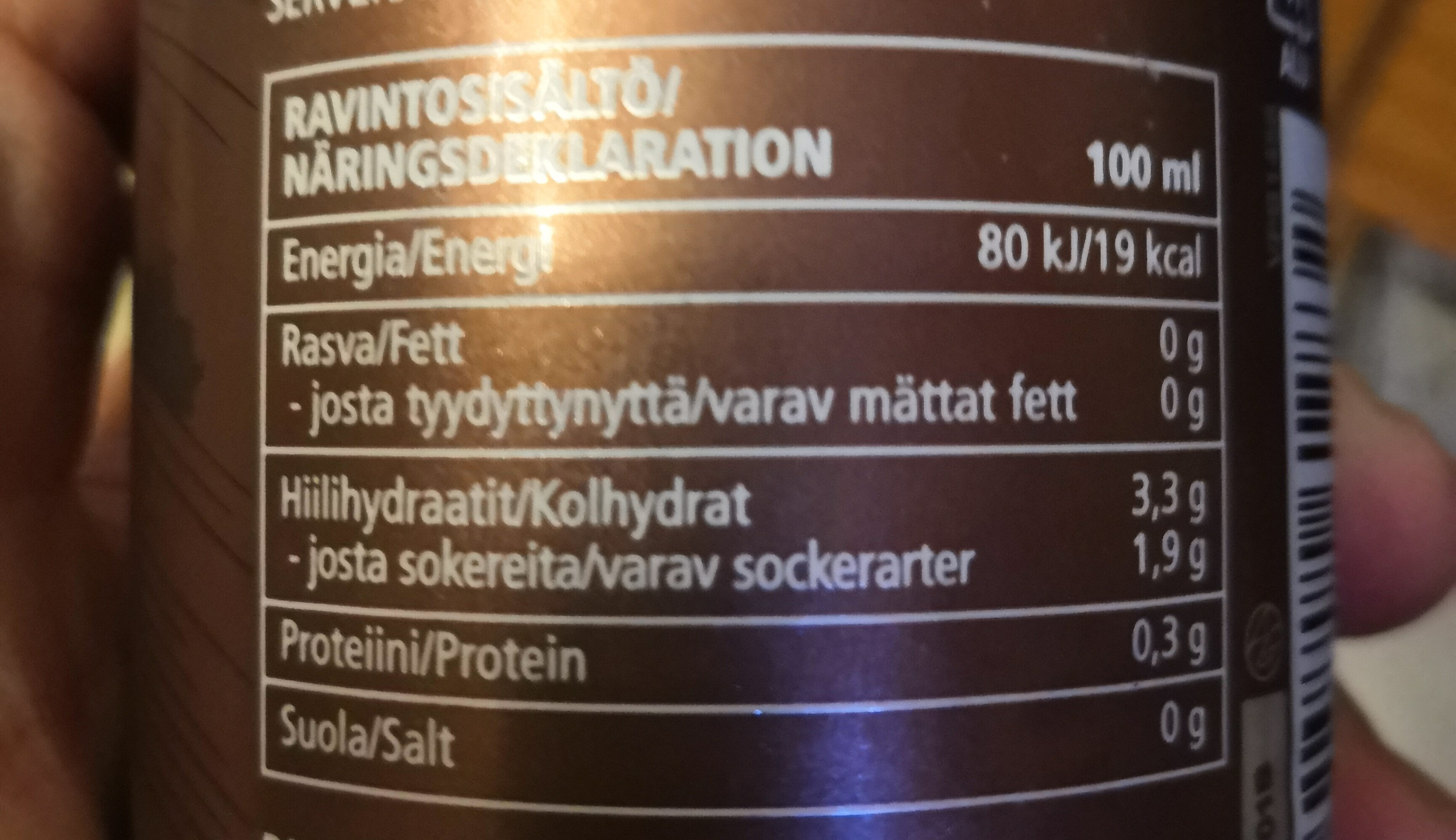 Tumma Lager - 0,0% - Ravintosisältö - fi