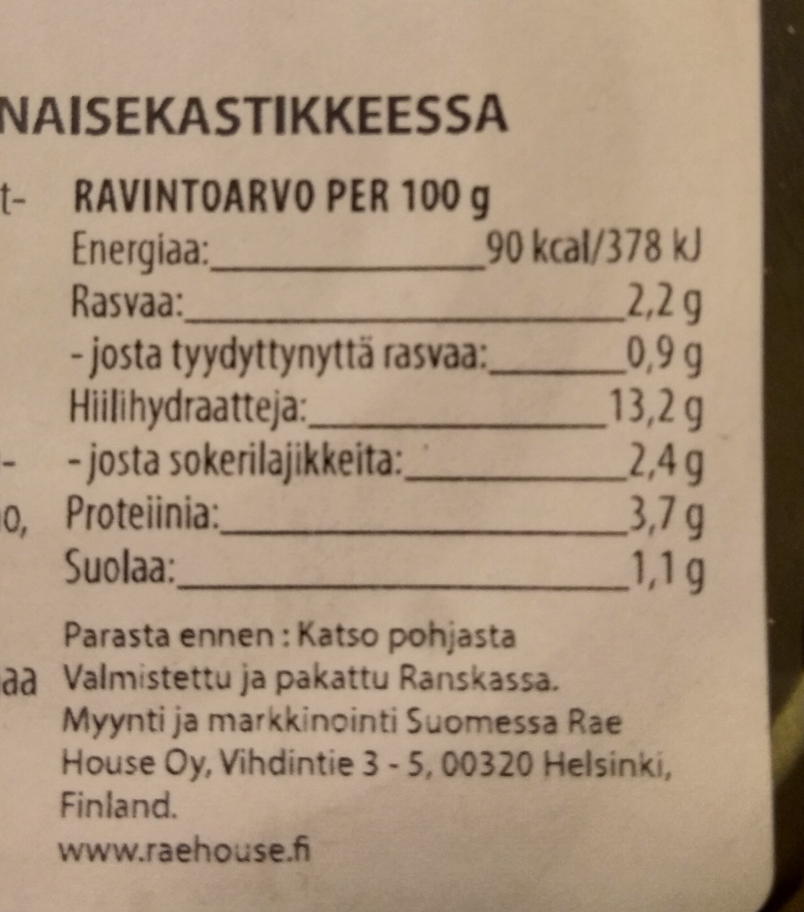 Klassisk RAVIOLI - Ravintosisältö - fi